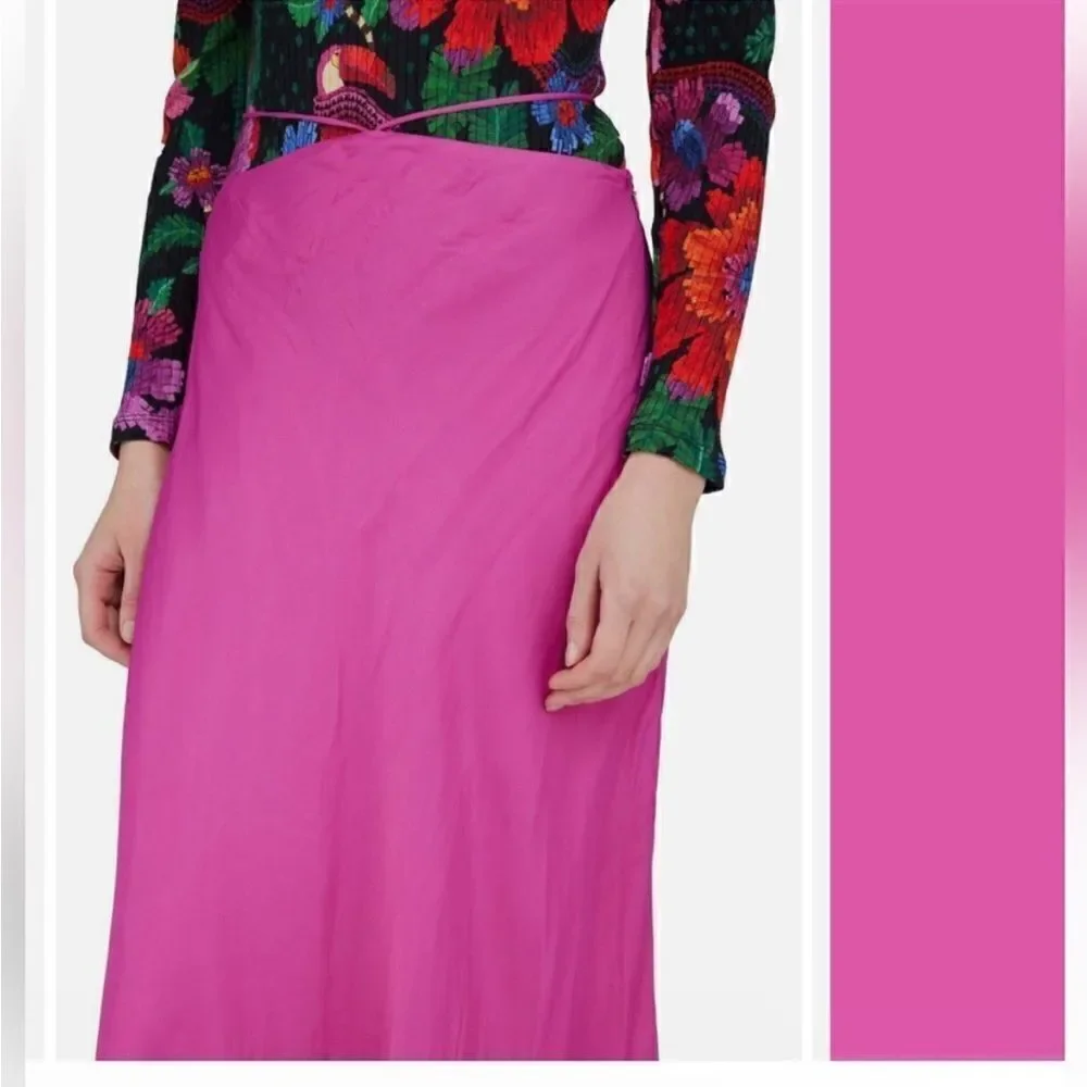 FARM Rio strap-detail satin-finish midi skirt Large $248